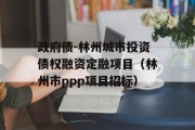 政府债-林州城市投资债权融资定融项目（林州市ppp项目招标）