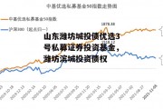 山东潍坊城投债优选3号私募证券投资基金，潍坊滨城投资债权