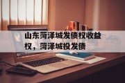 山东菏泽城发债权收益权，菏泽城投发债