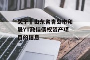 关于​山东省青岛市和晟YT政信债权资产项目的信息