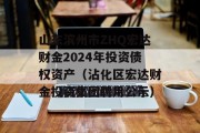 山东滨州市ZHQ宏达财金2024年投资债权资产（沾化区宏达财金投资集团聘用公示）