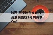 陕西|西安沣东文化投资发展债权1号的简单介绍