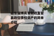 山东淄博高青财政直管县政信债权资产的简单介绍