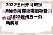 2022德州齐河城投6号合同存证定融项目，2022德州五一劳动奖章