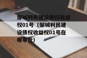 邹城利民建设债权收益权01号（邹城利民建设债权收益权01号在哪审批）