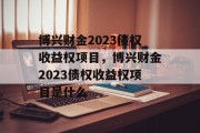 博兴财金2023债权收益权项目，博兴财金2023债权收益权项目是什么