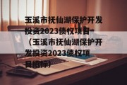 玉溪市抚仙湖保护开发投资2023债权项目（玉溪市抚仙湖保护开发投资2023债权项目招标）