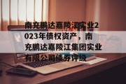 南充鹏达嘉陵江实业2023年债权资产，南充鹏达嘉陵江集团实业有限公司债券评级