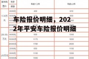 车险报价明细，2022年平安车险报价明细