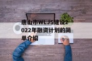 唐山市WLJS建设2022年融资计划的简单介绍