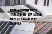 防城港市城投2023年融资计划（防城港市城投2023年融资计划招标）