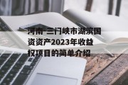 河南-三门峡市湖滨国资资产2023年收益权项目的简单介绍