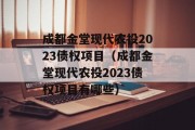 成都金堂现代农投2023债权项目（成都金堂现代农投2023债权项目有哪些）