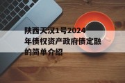 陕西天汉1号2024年债权资产政府债定融的简单介绍