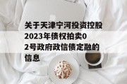 关于天津宁河投资控股2023年债权拍卖02号政府政信债定融的信息