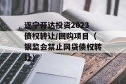 遂宁开达投资2023债权转让/回购项目（银监会禁止网贷债权转让）