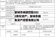 邹城市城资控股2022债权资产，邹城市国有资产经营有限公司