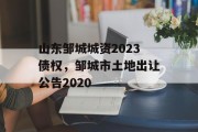 山东邹城城资2023债权，邹城市土地出让公告2020