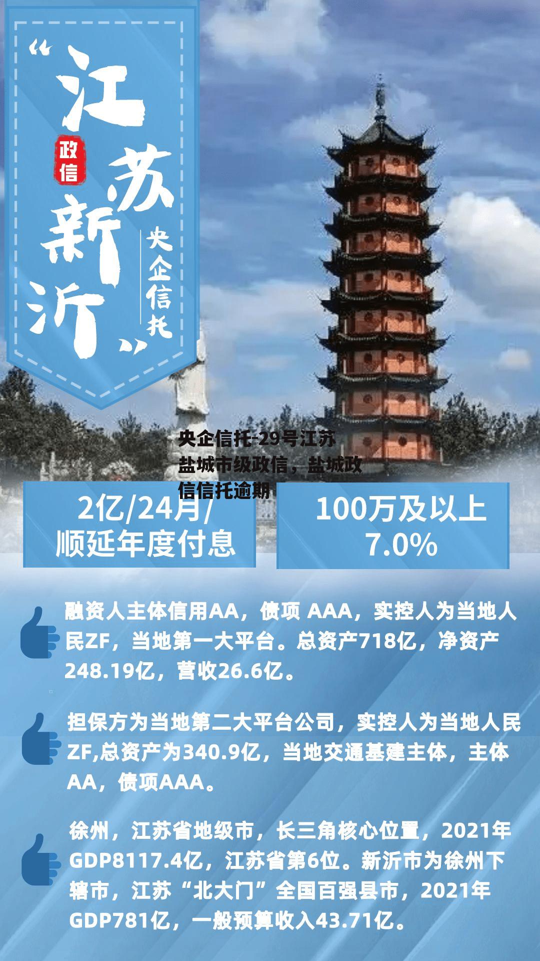 央企信托-29号江苏盐城市级政信，盐城政信信托逾期