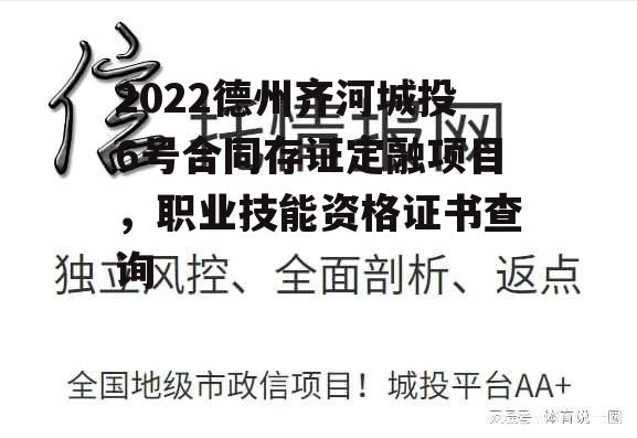 2022德州齐河城投6号合同存证定融项目，职业技能资格证书查询