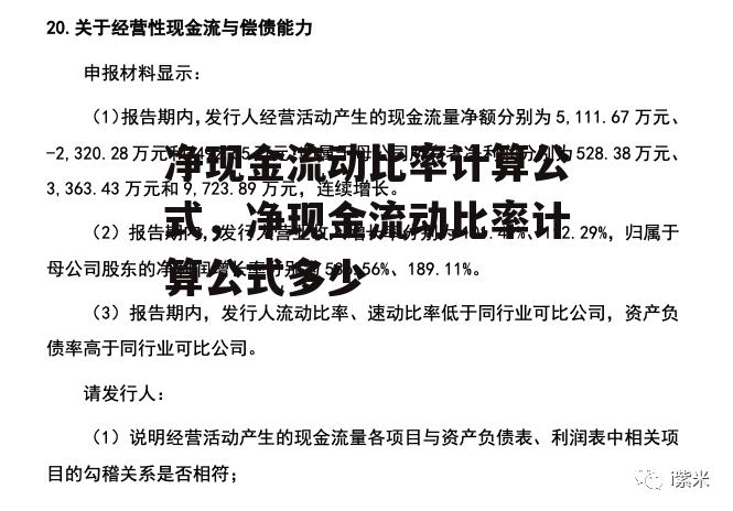 净现金流动比率计算公式，净现金流动比率计算公式多少