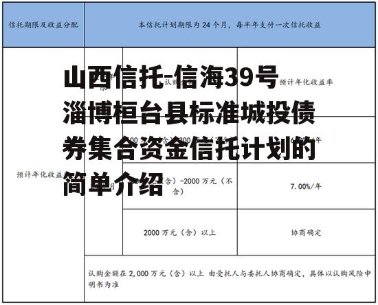 山西信托-信海39号淄博桓台县标准城投债券集合资金信托计划的简单介绍