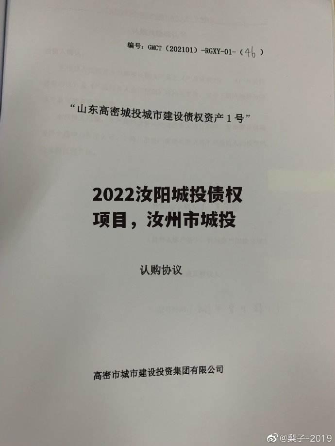 2022汝阳城投债权项目，汝州市城投