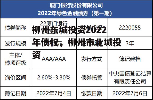 柳州东城投资2022年债权，柳州市北城投资