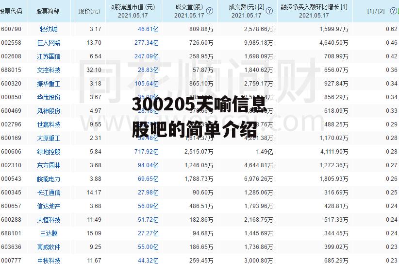 300205天喻信息股吧的简单介绍