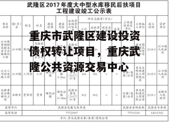 重庆市武隆区建设投资债权转让项目，重庆武隆公共资源交易中心