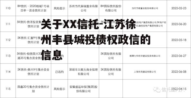 关于XX信托-江苏徐州丰县城投债权政信的信息