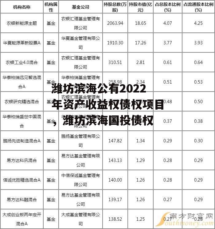 潍坊滨海公有2022年资产收益权债权项目，潍坊滨海国投债权