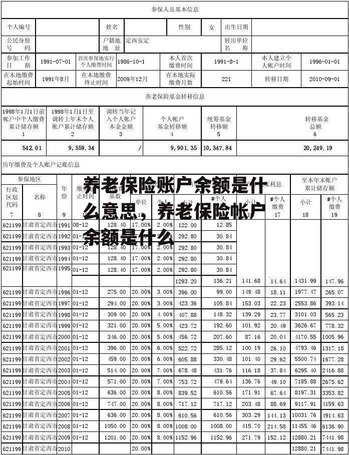 养老保险账户余额是什么意思，养老保险帐户余额是什么