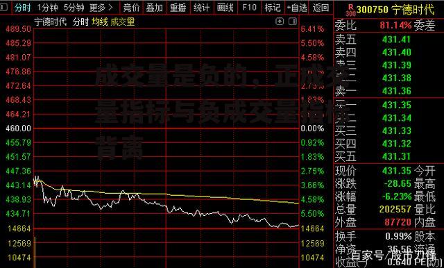 成交量是负的，正成交量指标与负成交量指标背离