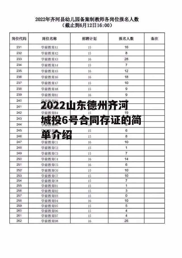 2022山东德州齐河城投6号合同存证的简单介绍