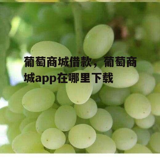 葡萄商城借款，葡萄商城app在哪里下载