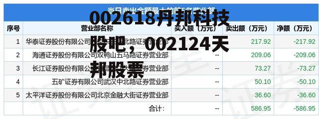 002618丹邦科技股吧，002124天邦股票