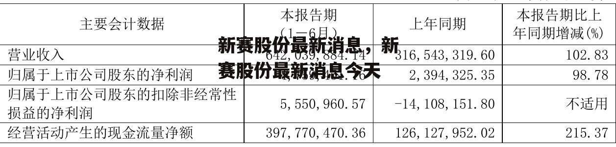 新赛股份最新消息，新赛股份最新消息今天