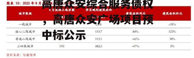 高唐众安综合服务债权，高唐众安广场项目预中标公示