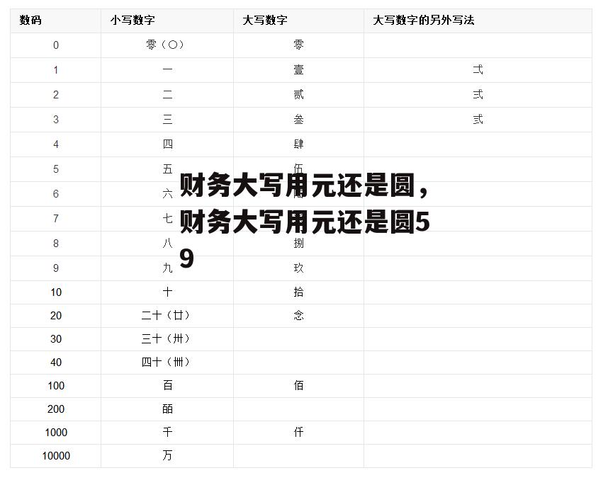财务大写用元还是圆，财务大写用元还是圆59