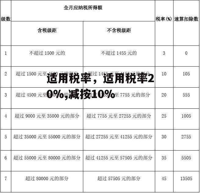 适用税率，适用税率20%,减按10%