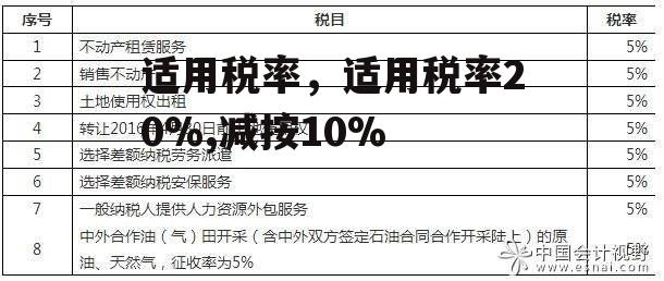 适用税率，适用税率20%,减按10%