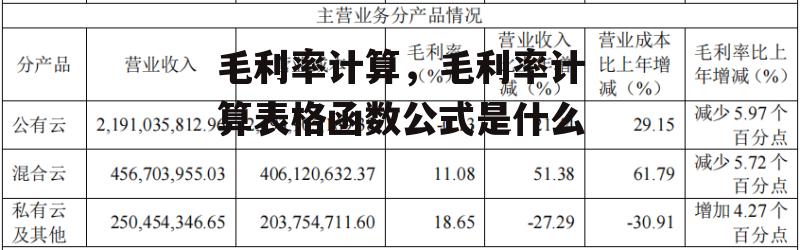 毛利率计算，毛利率计算表格函数公式是什么