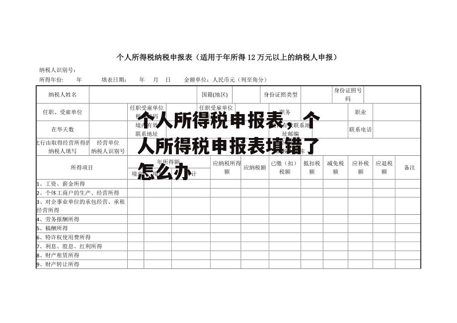 个人所得税申报表，个人所得税申报表填错了怎么办