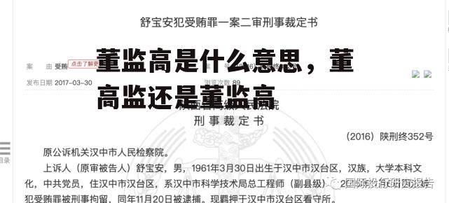 董监高是什么意思，董高监还是董监高