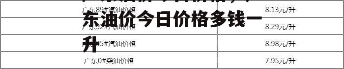 广东油价今日价格，广东油价今日价格多钱一升