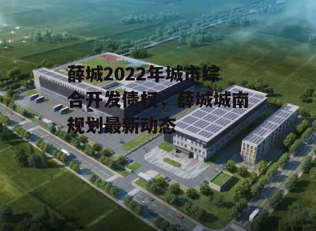 薛城2022年城市综合开发债权，薛城城南规划最新动态