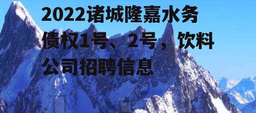 2022诸城隆嘉水务债权1号、2号，饮料公司招聘信息