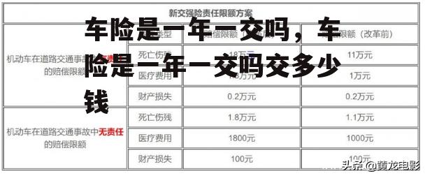 车险是一年一交吗，车险是一年一交吗交多少钱