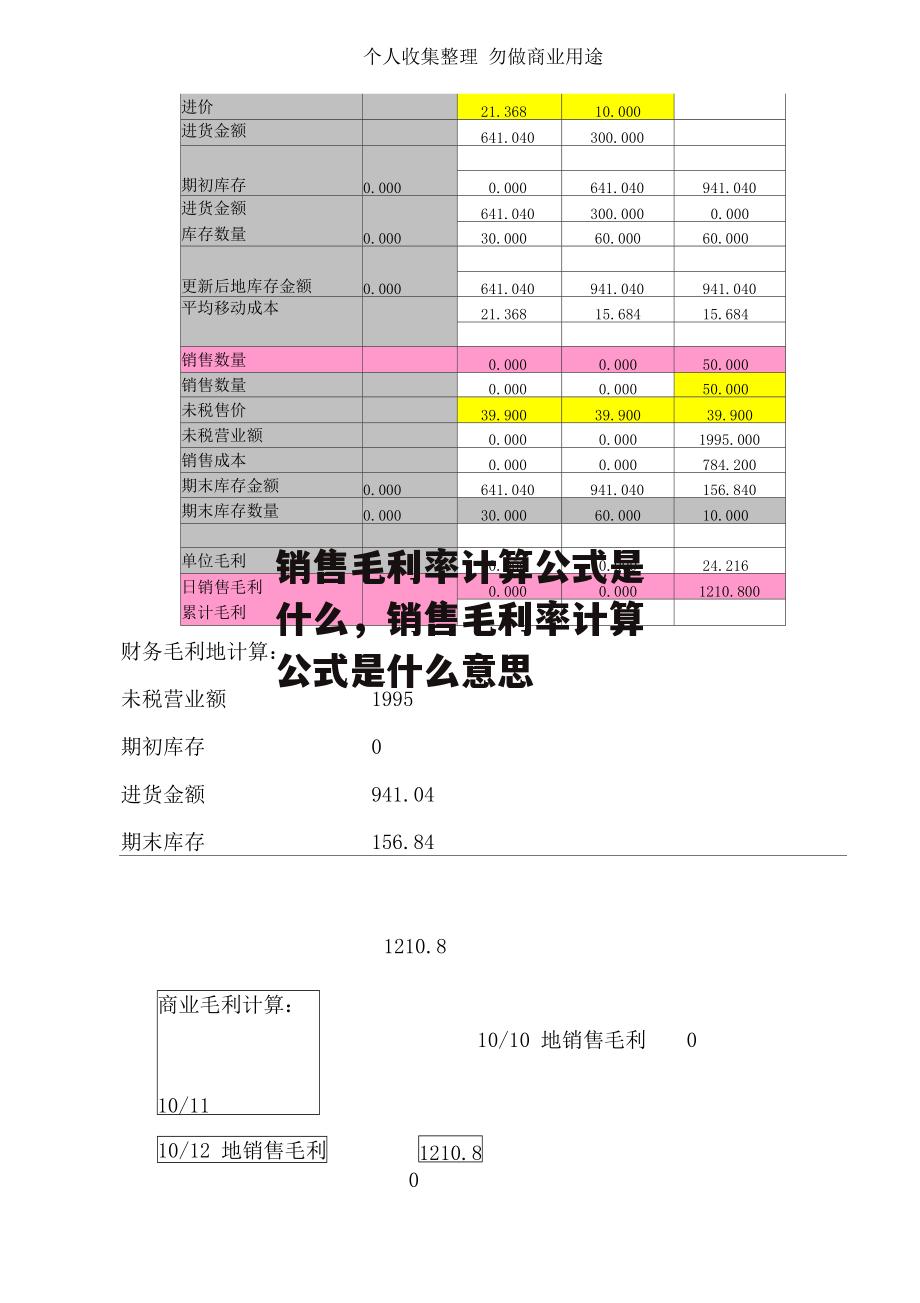 销售毛利率计算公式是什么，销售毛利率计算公式是什么意思